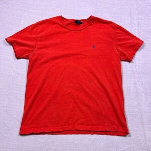 Polo Ralph Lauren Men Red Cotton T Shirt Pony Logo Size Medium